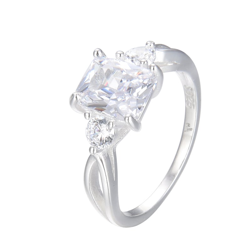 Anillo de compromiso cuadrado - Plata