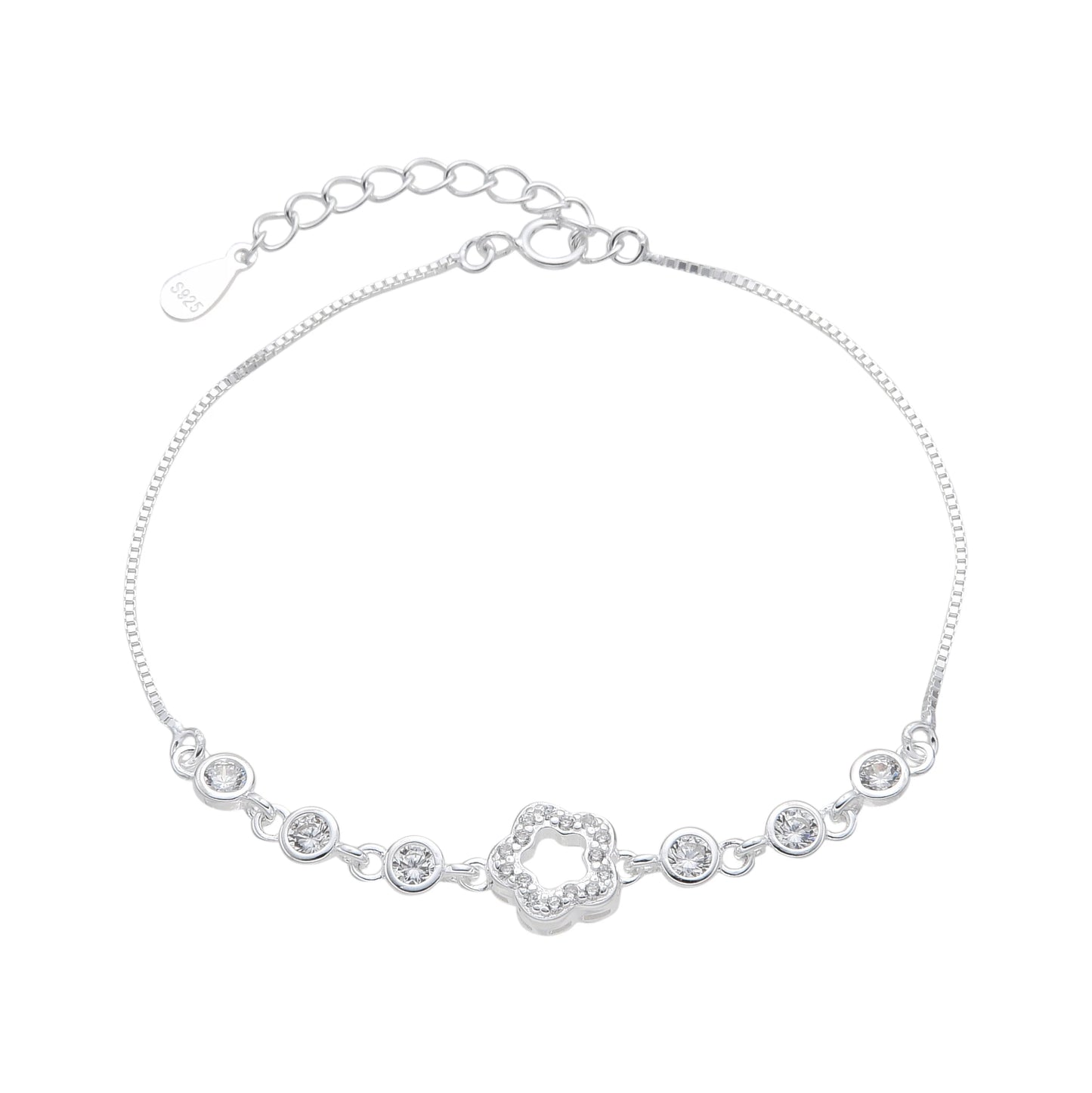 Pulsera flor y puntos luz - Plata