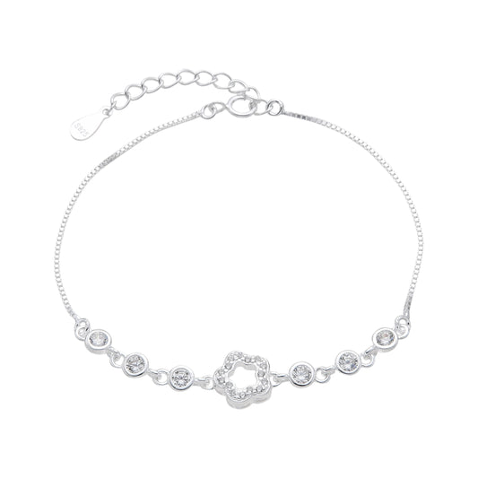 Pulsera flor y puntos luz - Plata