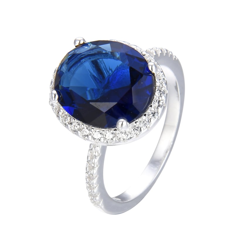 Anillo de promesa zafiro y circones - Plata