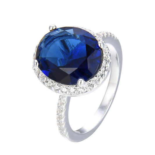 Anillo de promesa zafiro y circones - Plata