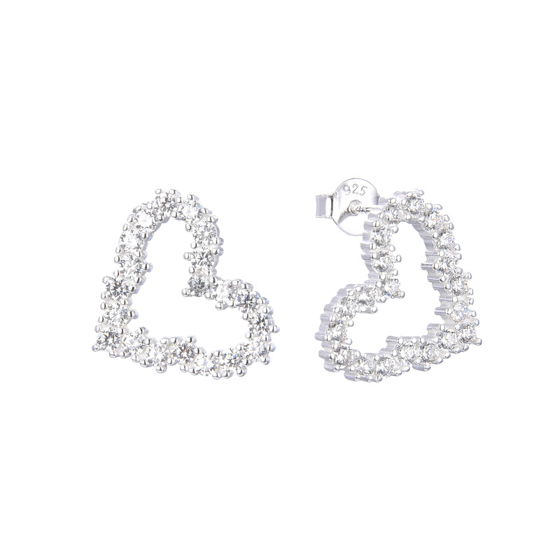 Arete corazon circones pegado - Plata