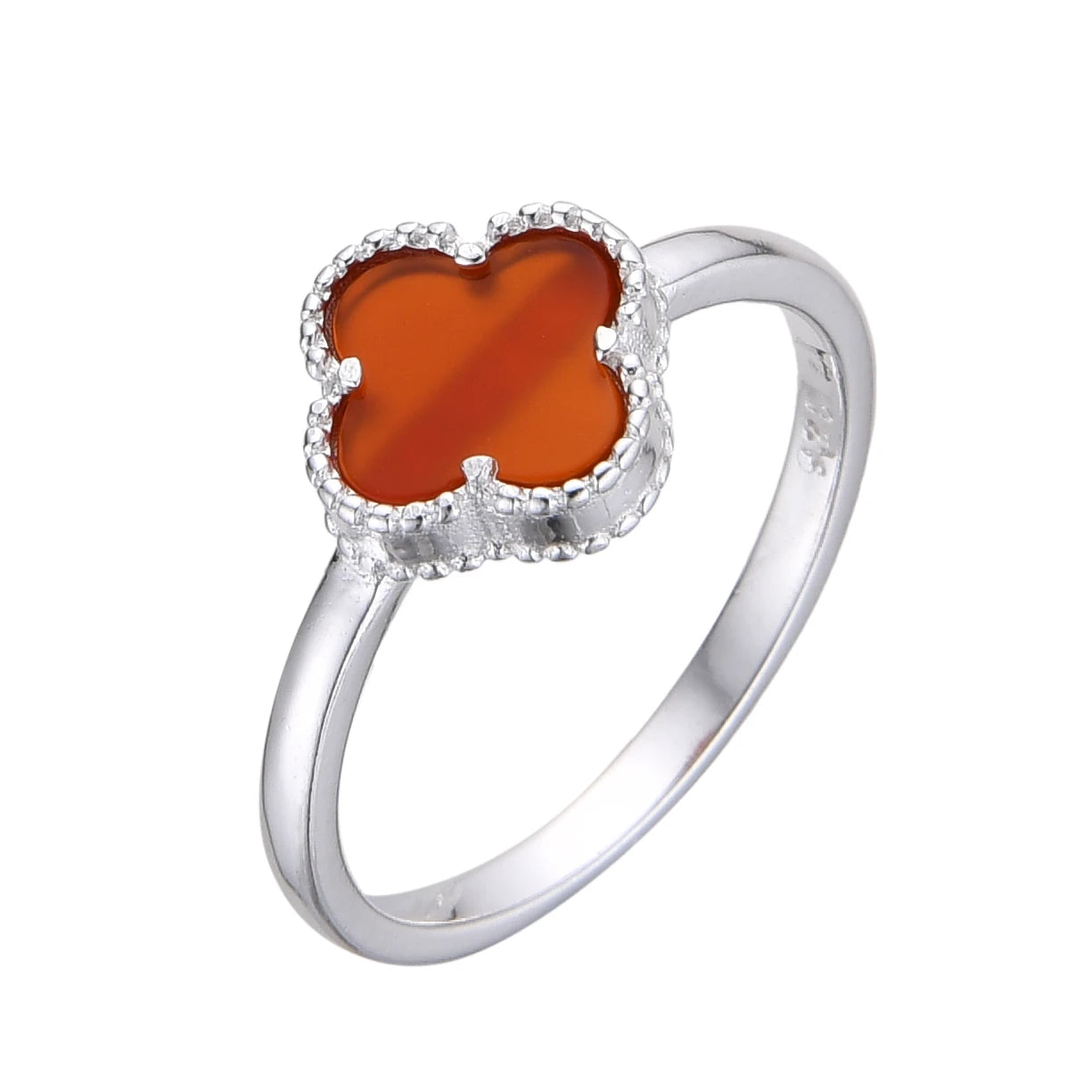 Anillo VAN flores nacar rojo - Plata