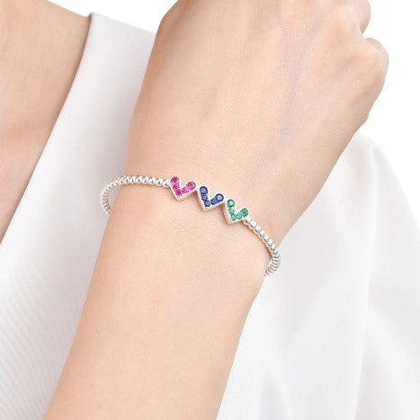 Puñera corazones circoes con esferas - Plata