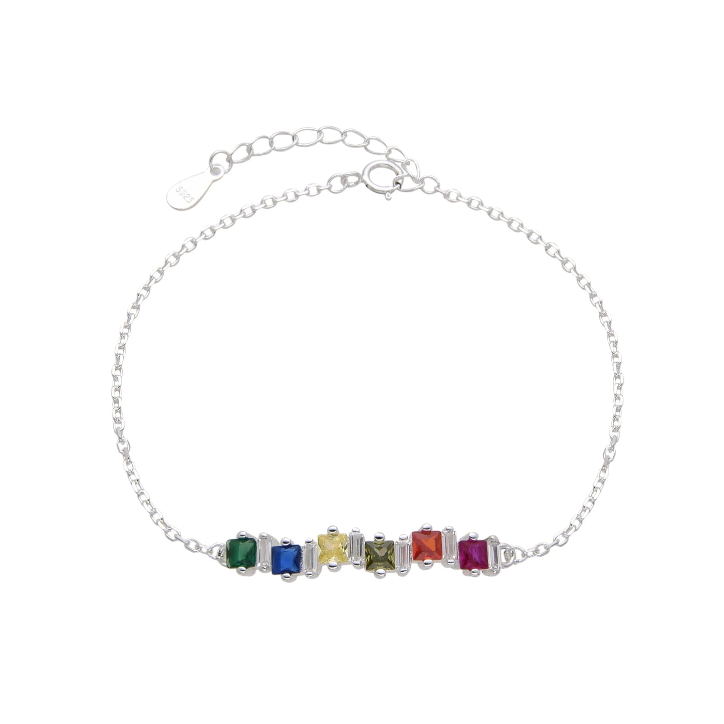 Pulsera circones cuadrados multicolor -Plata