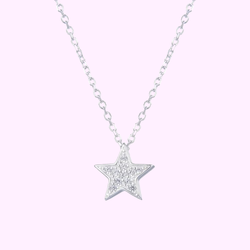 Collar estrella con circones - Plata