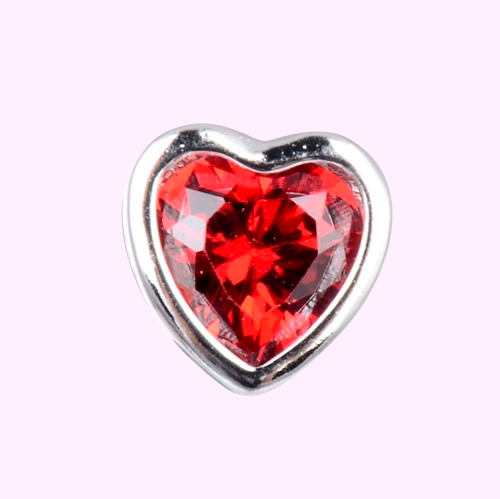 Dije pasante corazon rojo- Plata