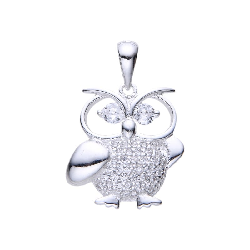 Dije buho con circones blanco - Plata