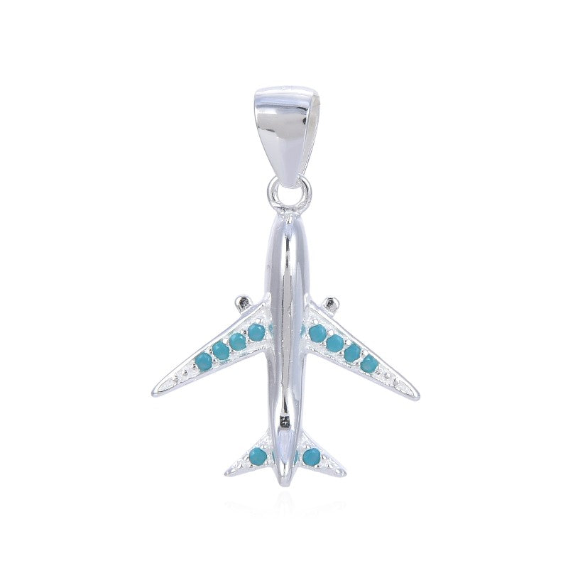 Dije avion con piedra turquesa - Plata