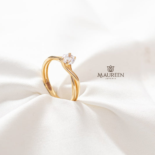 Anillo de compromiso solitario entrelazado - Oro