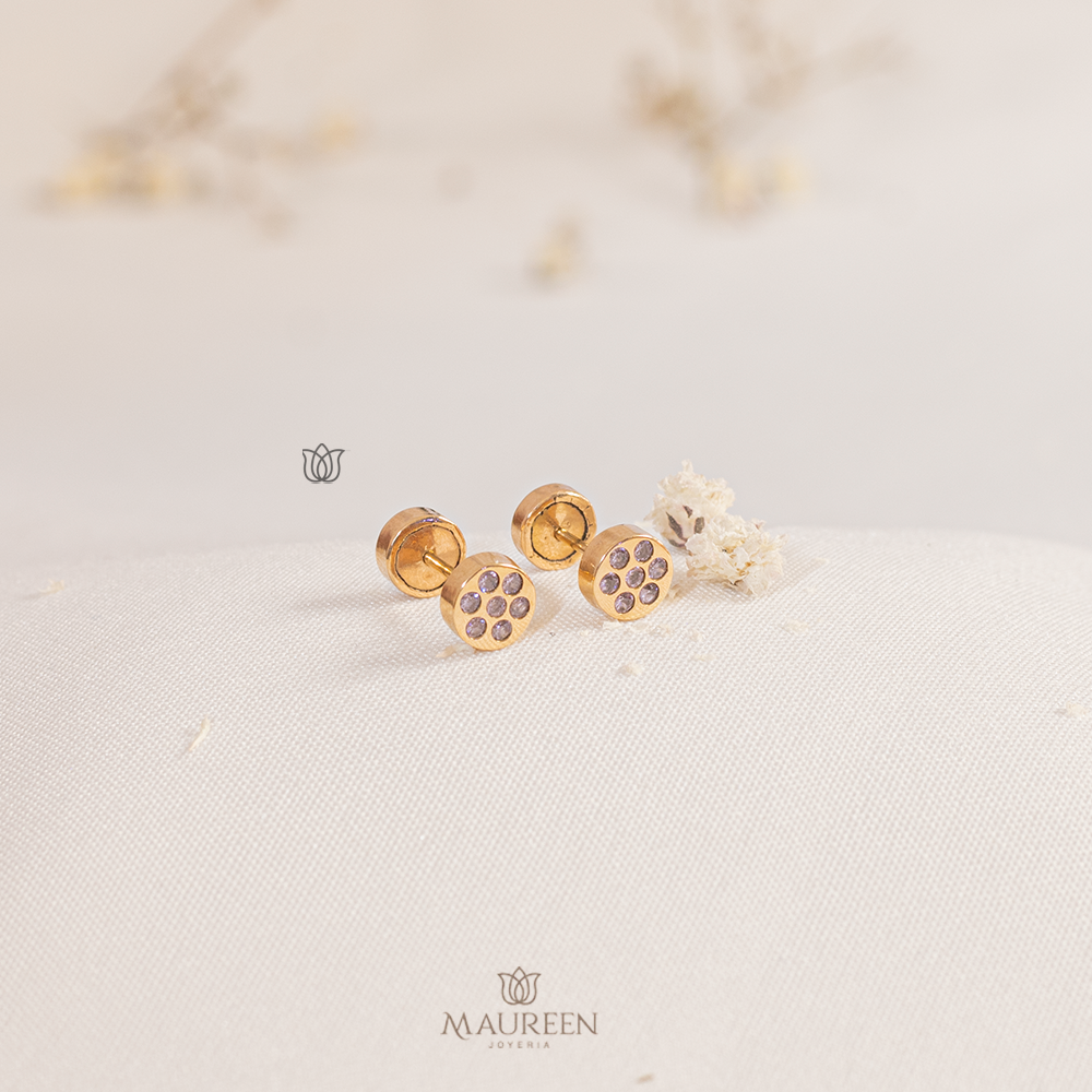 Arete abridor tambor flor circular - Oro