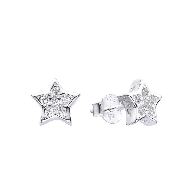 Arete estrella con circones pegado - Plata