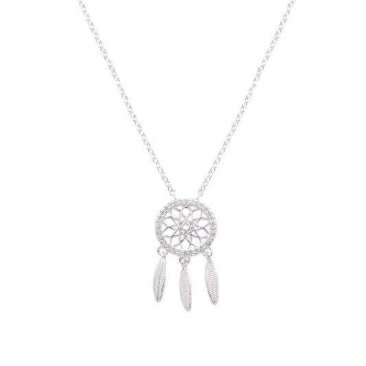 Collar atrapasueño con circones - Plata