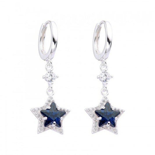 Argolla huggies estrella con circones  - Plata