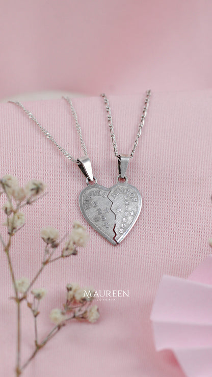 Dije medio corazón "Best Friends" -  Plata