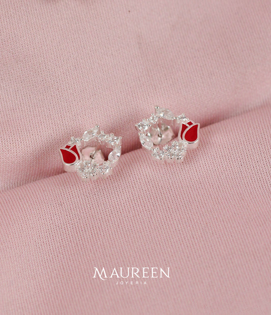 Arete corona tulipán - plata