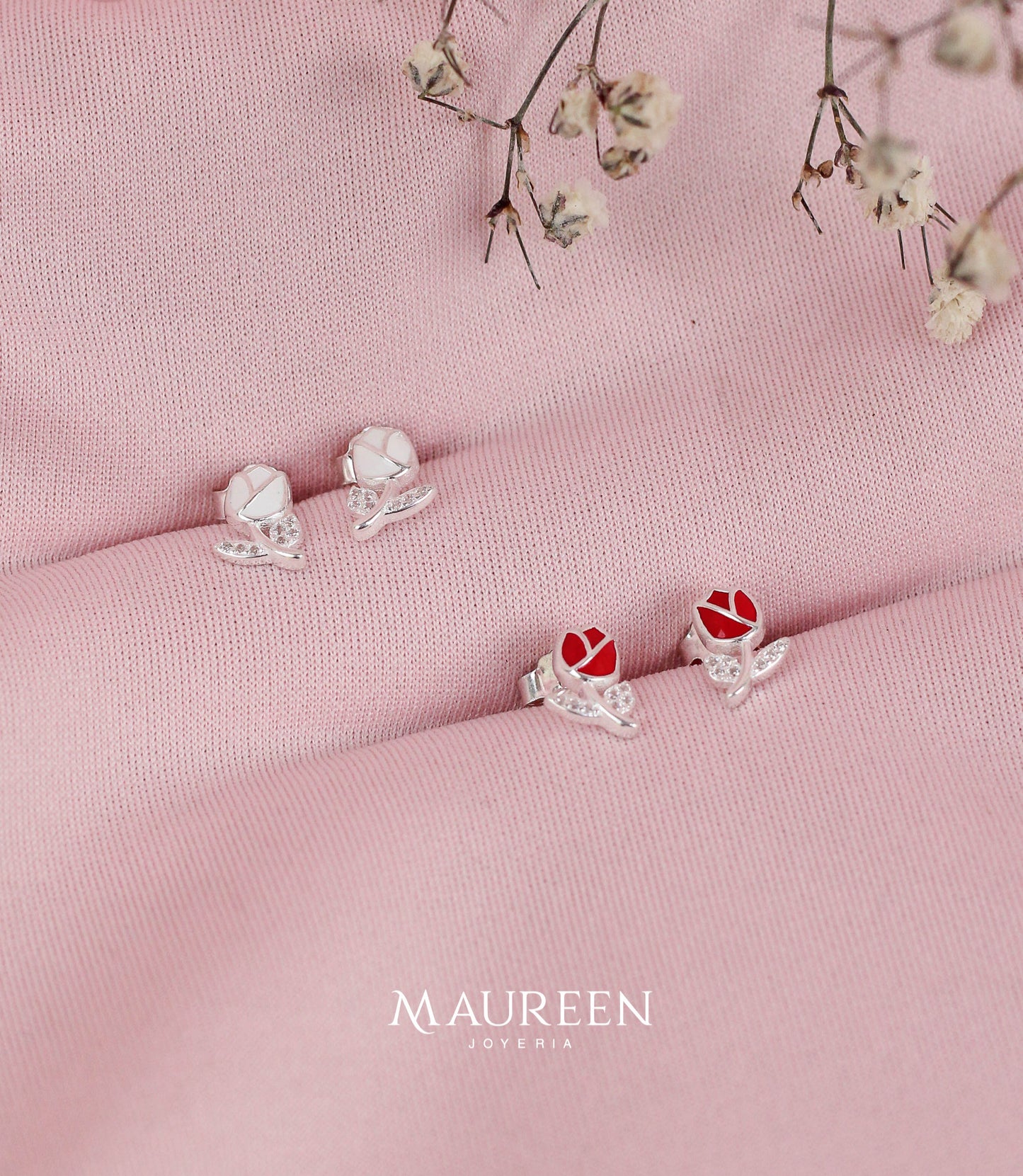Arete mini tulipán con circones - plata