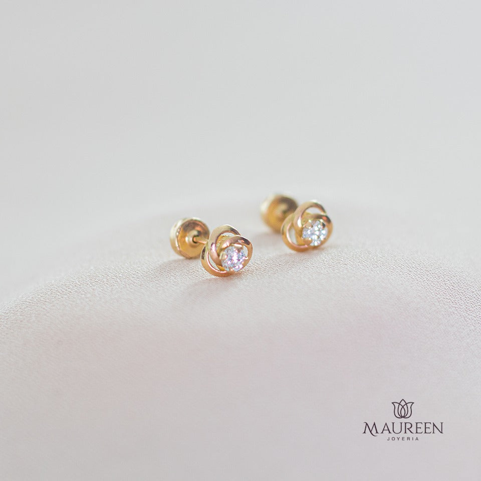 Arete tornillo flor  - Oro