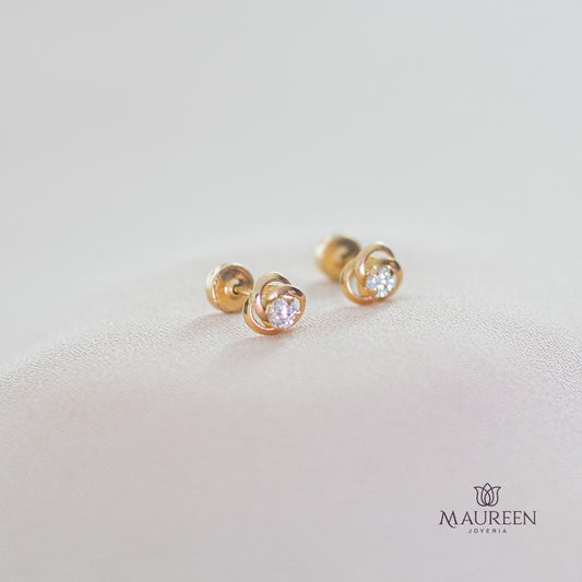 Arete tornillo flor  - Oro
