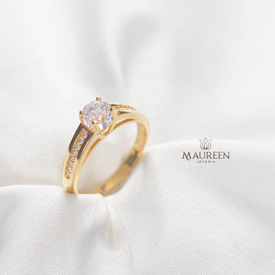 Anillo de compromiso Solitario con circones - Oro
