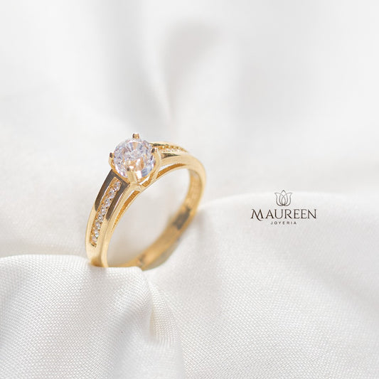 Anillo de compromiso Solitario con circones - Oro