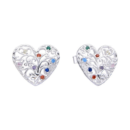 Arete corazon calado con circones  - Plata