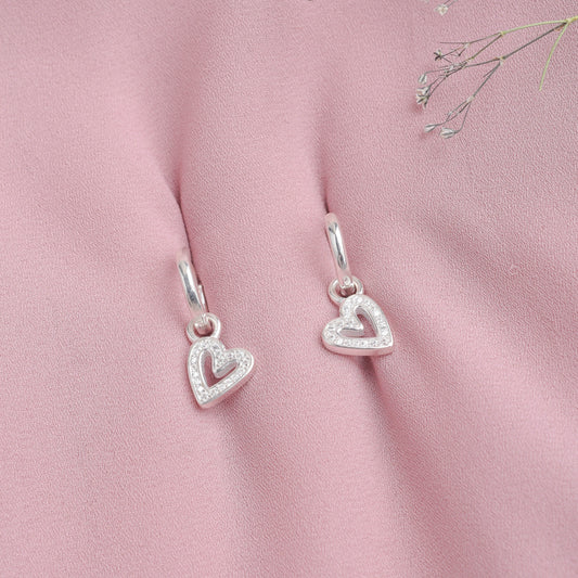 Argolla huggies corazón calado - Plata