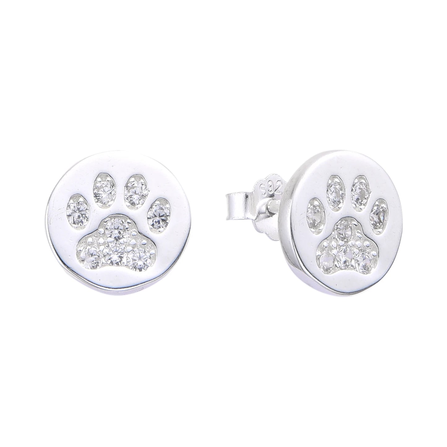 Arete huella circular con circones  - Plata