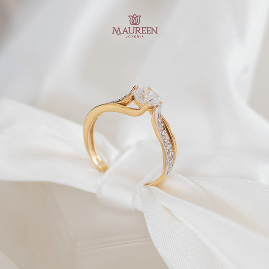 Anillo de compromiso con circones - Oro