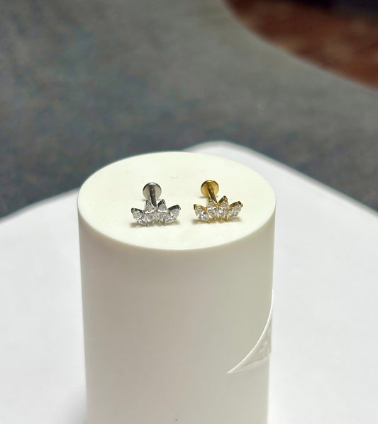 Arete piercing cuatro hojas - Acero quirúrgico