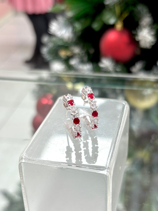 Argolla con circones poste - Plata