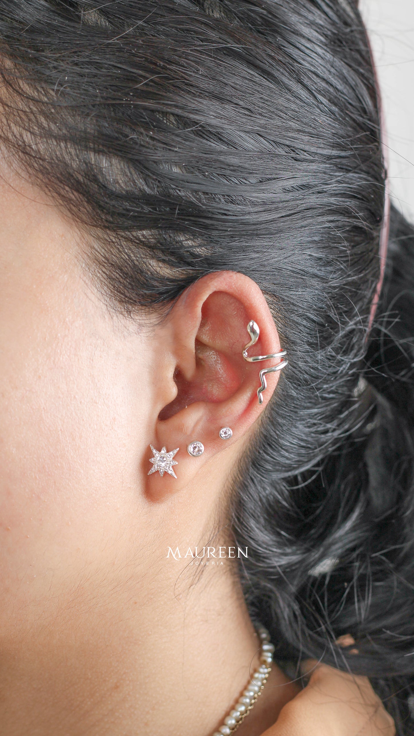 Argolla earcuff serpiente  - Plata
