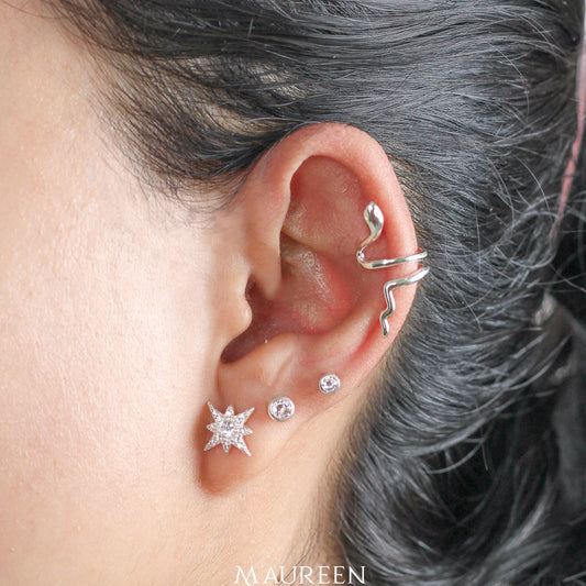 Argolla earcuff serpiente  - Plata