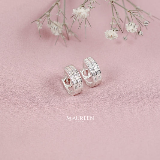 Argolla corazones con circones - Plata