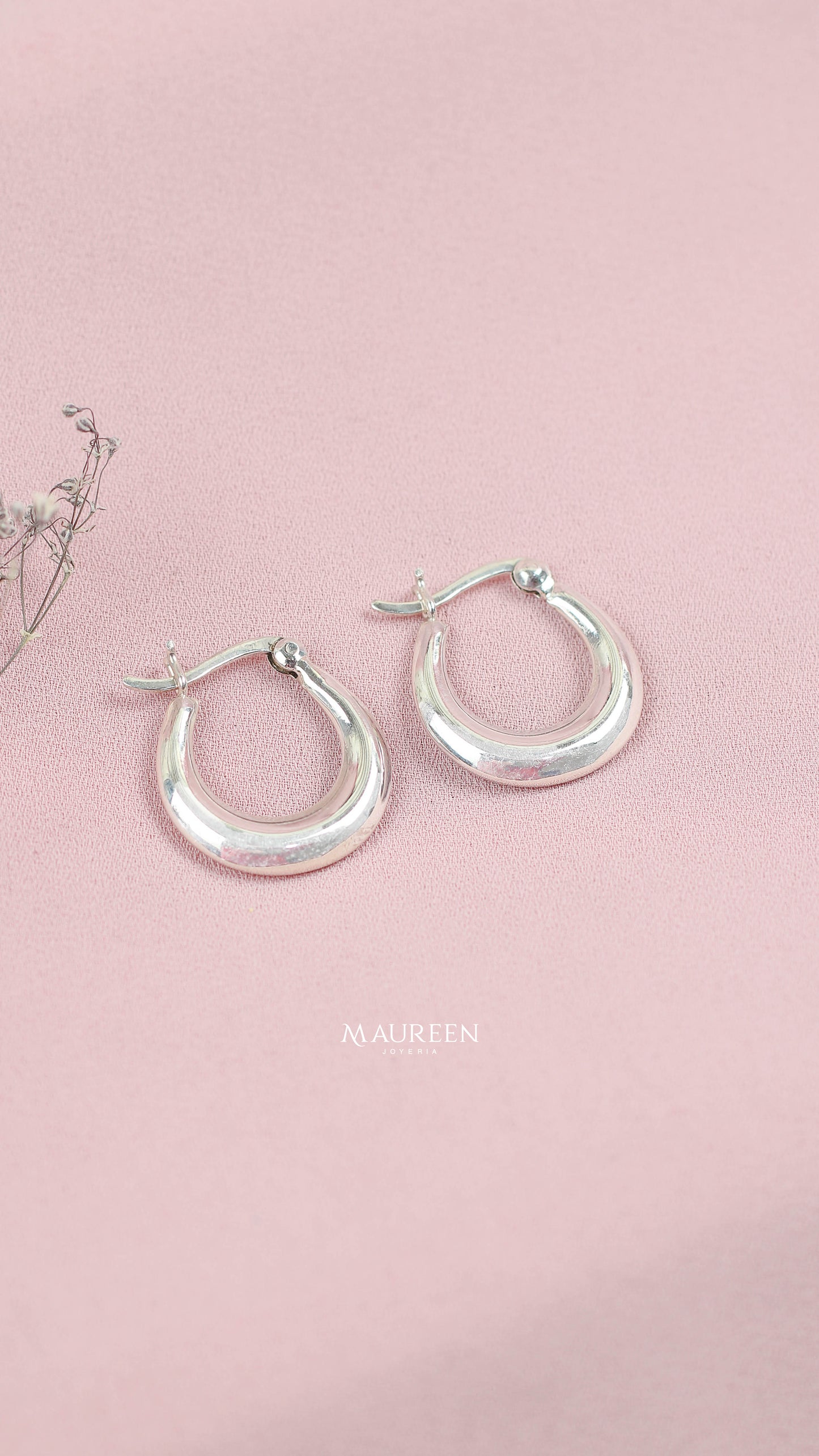 Argolla chunky forma C borde puntiagudo - Plata