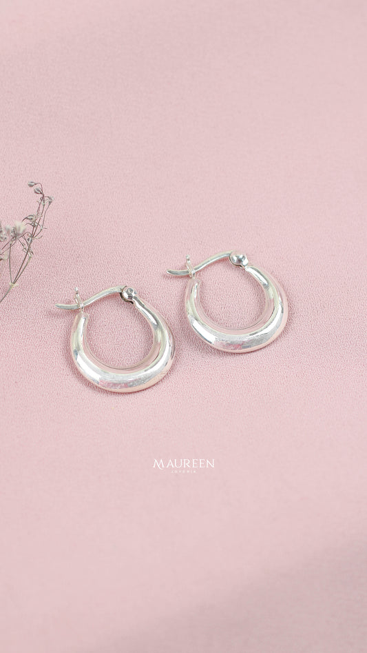 Argolla chunky forma C borde puntiagudo - Plata