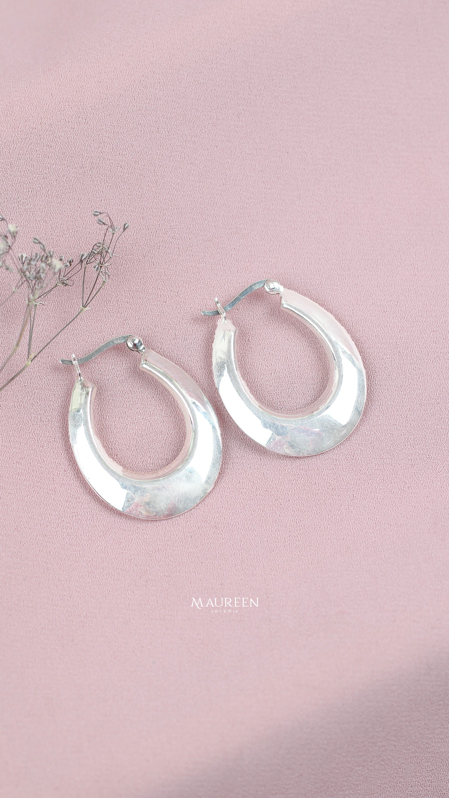 Argollas chunky largas borde puntiagudo - Plata