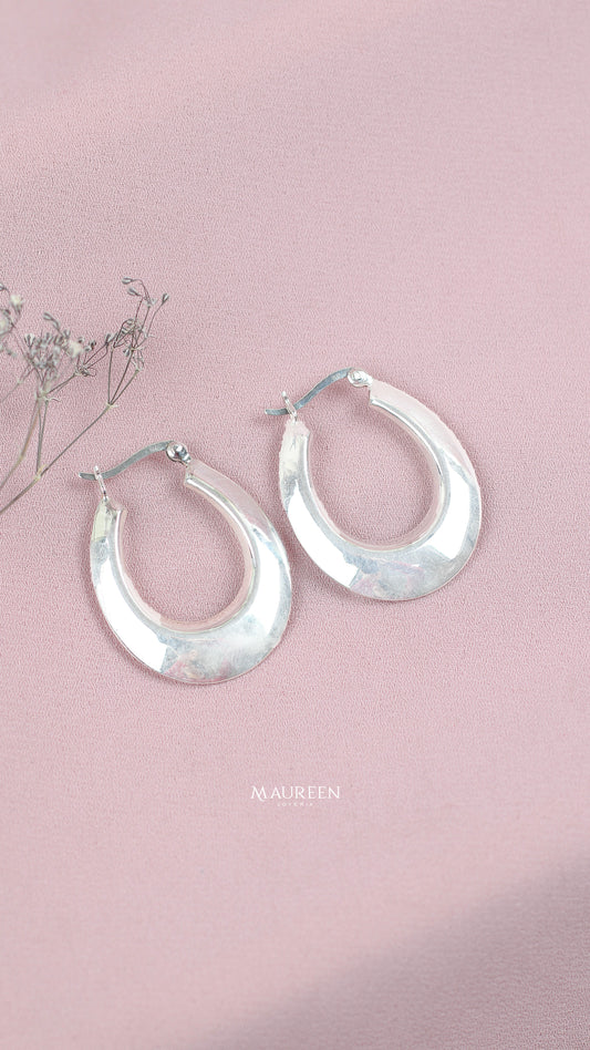Argollas chunky largas borde puntiagudo - Plata