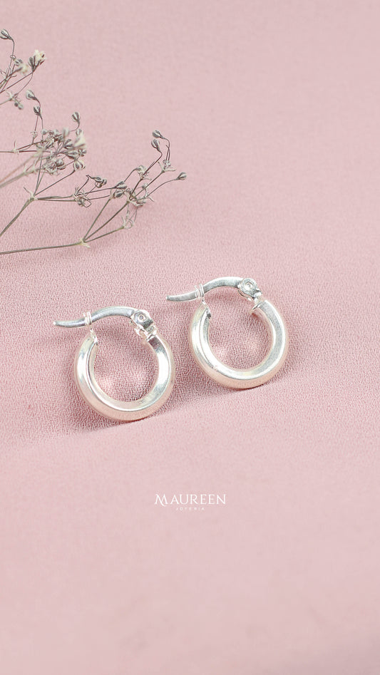 Argolla circular borde cuadrado - Plata