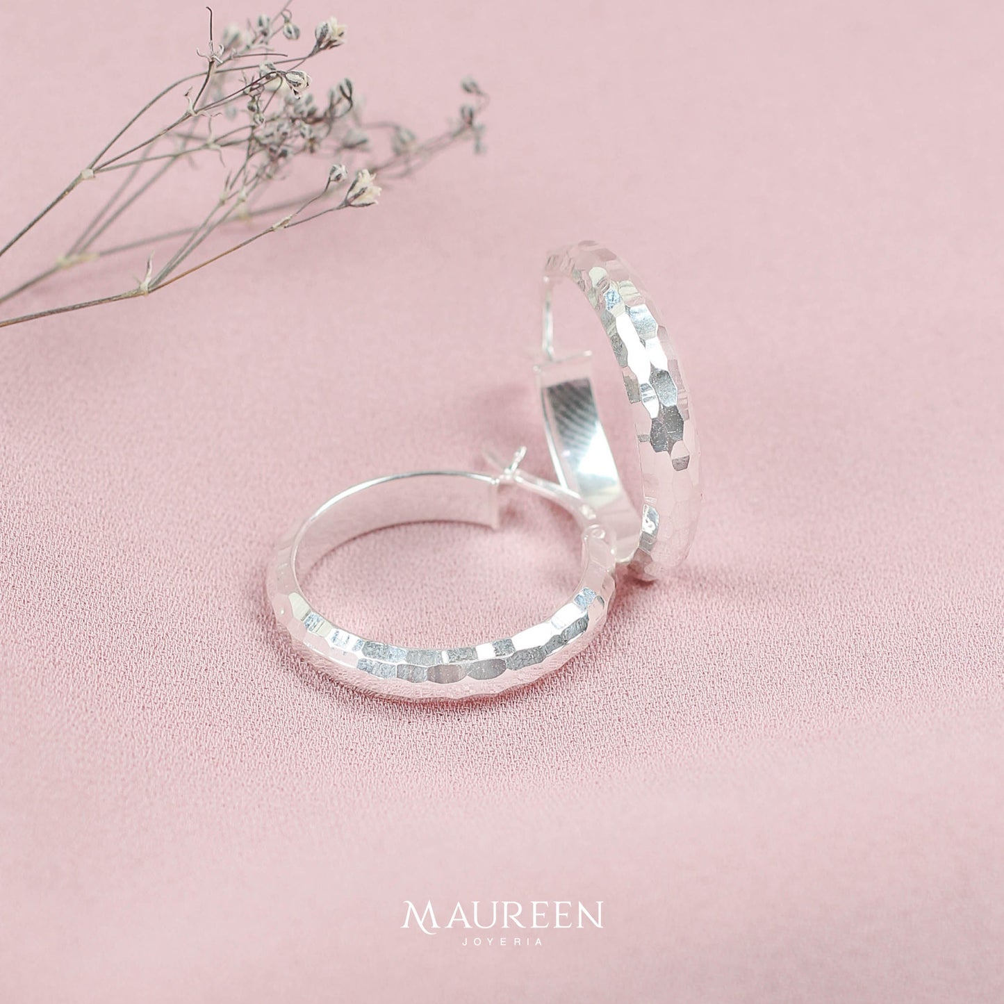 Argolla chunky diamantada  - Plata