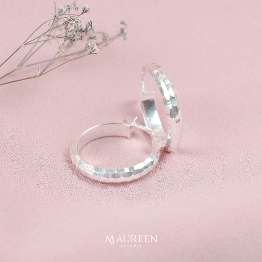 Argolla chunky diamantada  - Plata