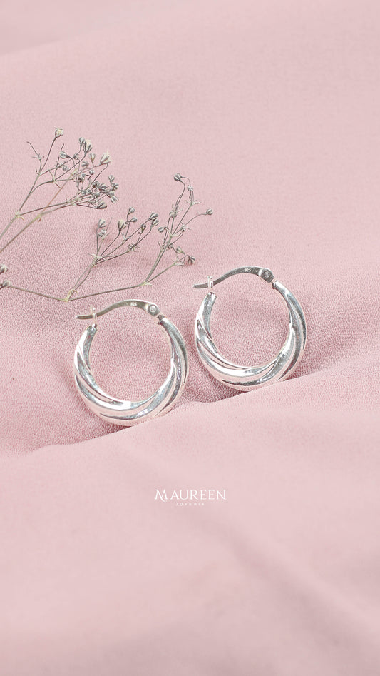 Argolla plana lineas curveadas - Plata