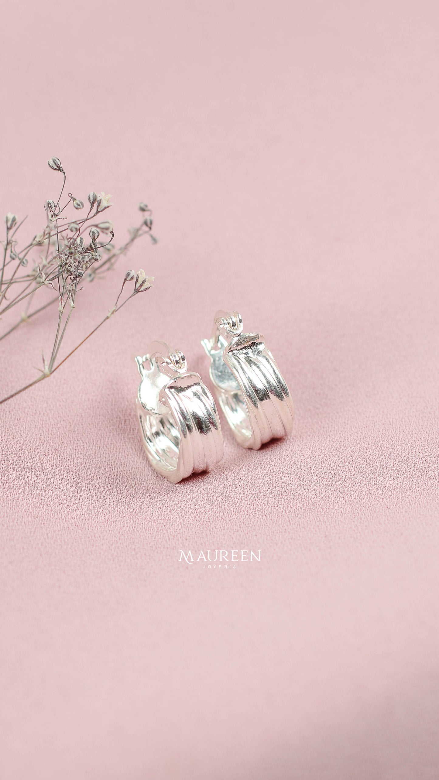 Argolla ancha tubos curveados - Plata