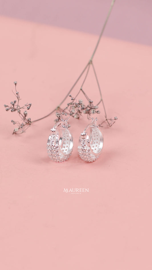 Argolla diamantada con circones chunky- Plata