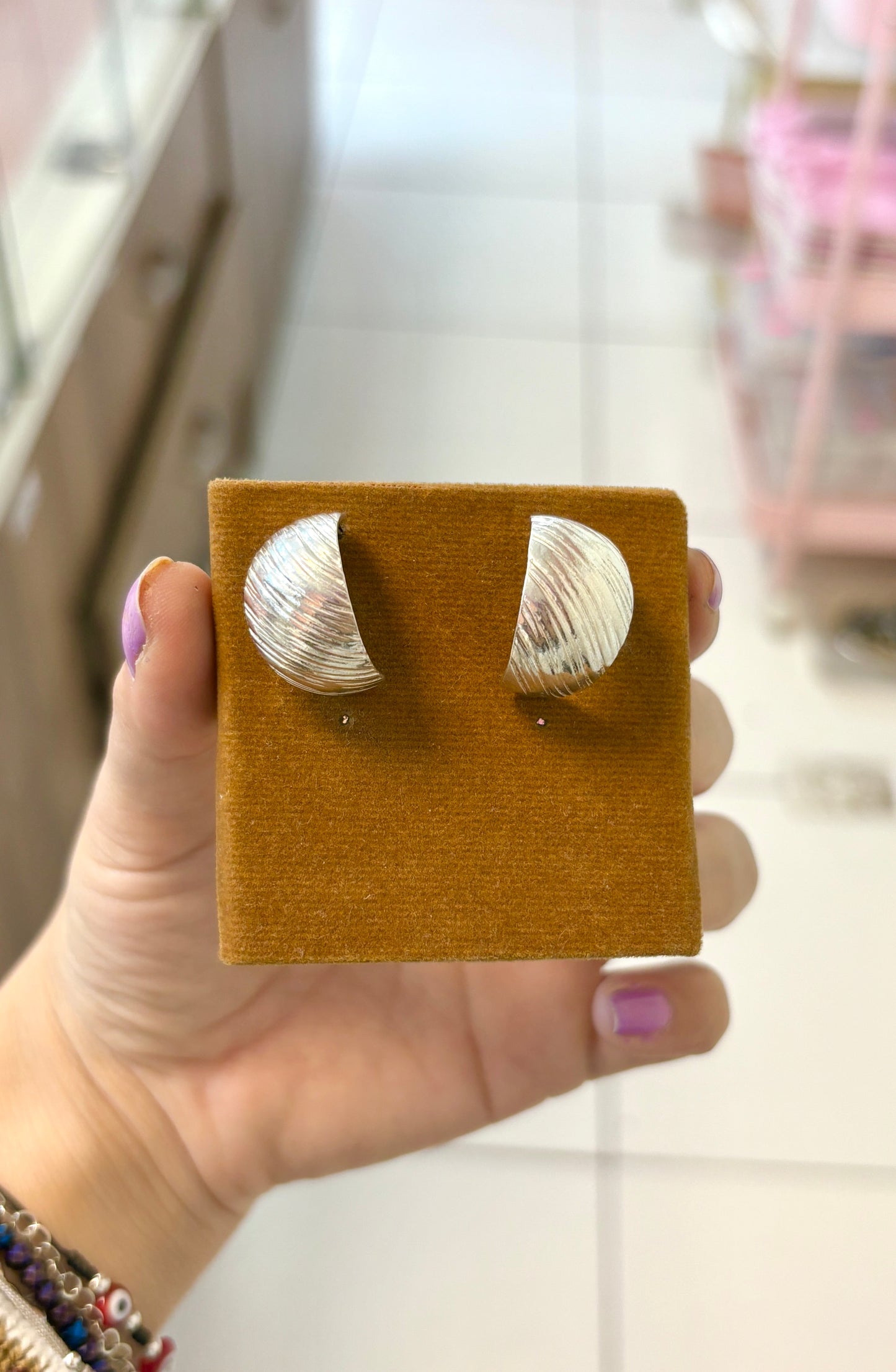Argolla chunky rayadas - plata