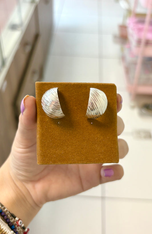 Argolla chunky rayadas - plata