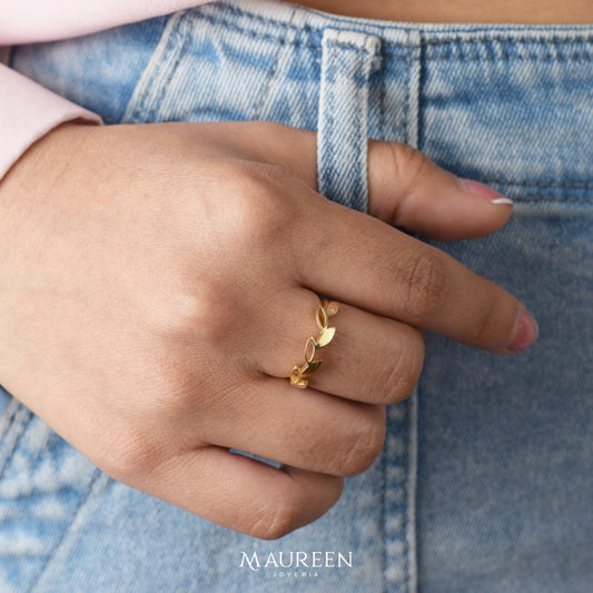 Anillo hojas  - Oro 18kl