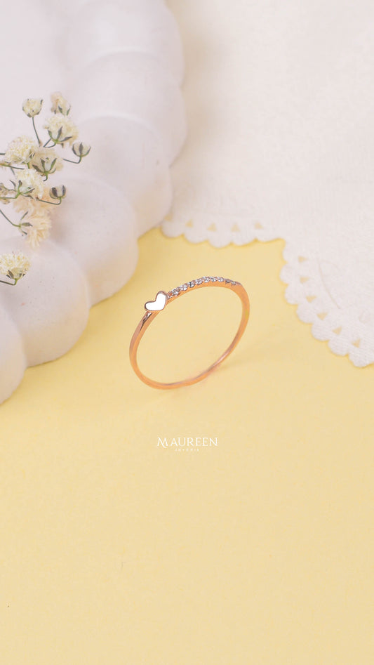 Anillo corazon y circones - Oro