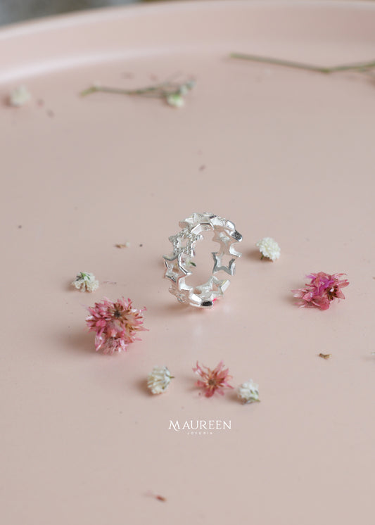 Anillo estrellas cadena - Plata