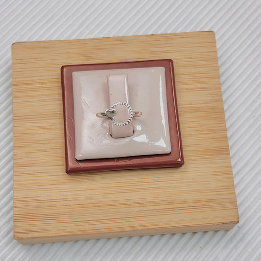 Anillo circulos con corazon plano - plata